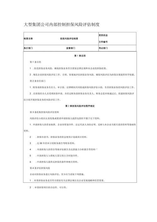 大型集团公司内部控制担保风险评估制度.docx