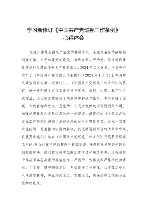 街道干部关于学习新修订《中国共产党巡视工作条例》心得体会交流发言14篇.docx