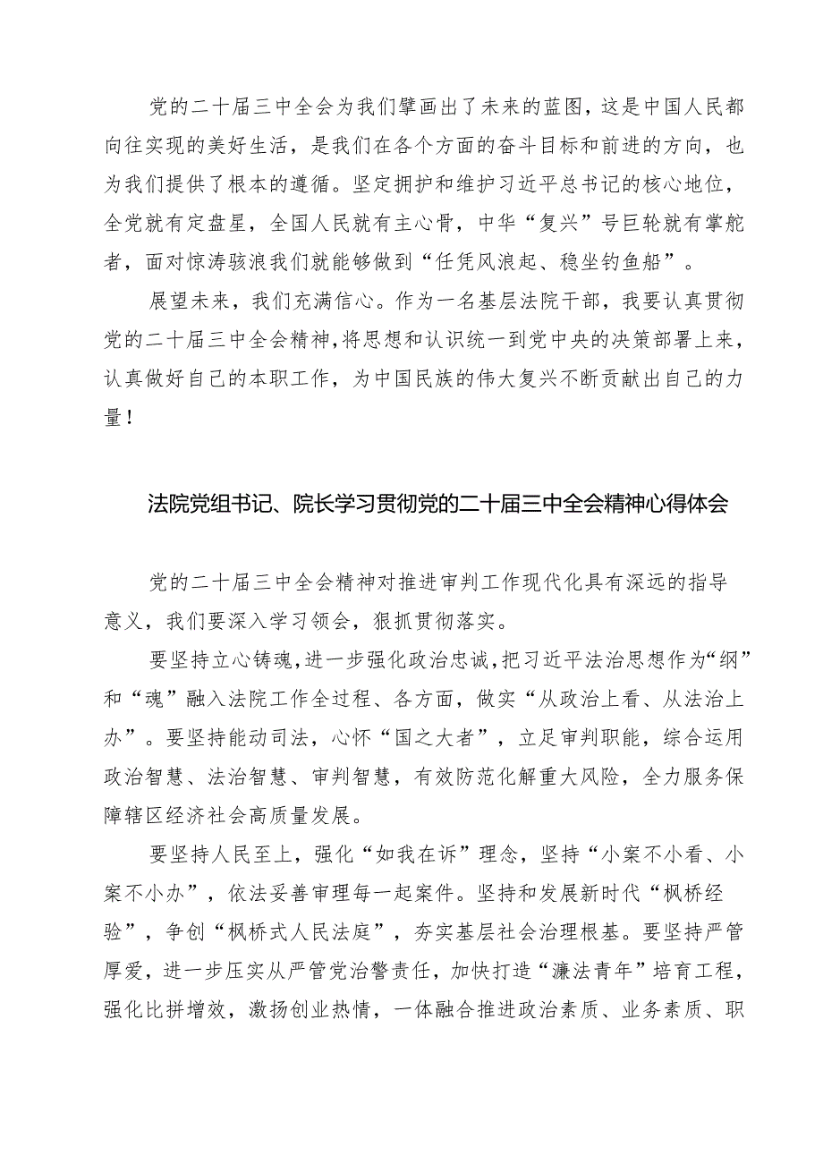 法院党组书记、院长学习贯彻党的二十三中全会精神心得体会7篇（最新版）.docx_第2页