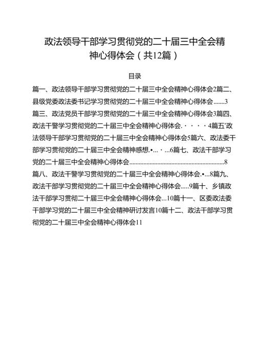 政法领导干部学习贯彻党的二十三中全会精神心得体会12篇（详细版）.docx