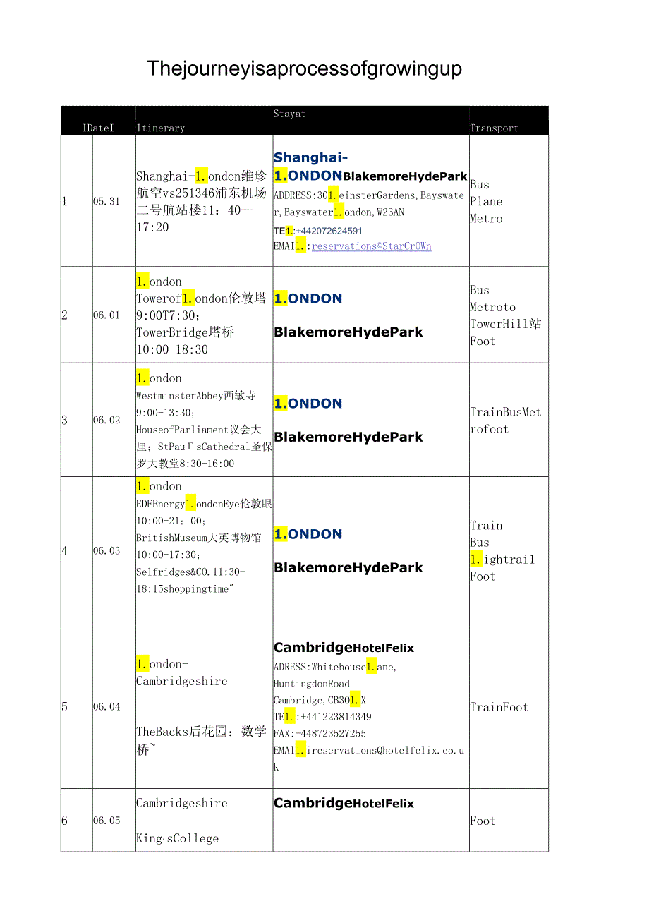 申请英国旅游签行程单.docx_第1页