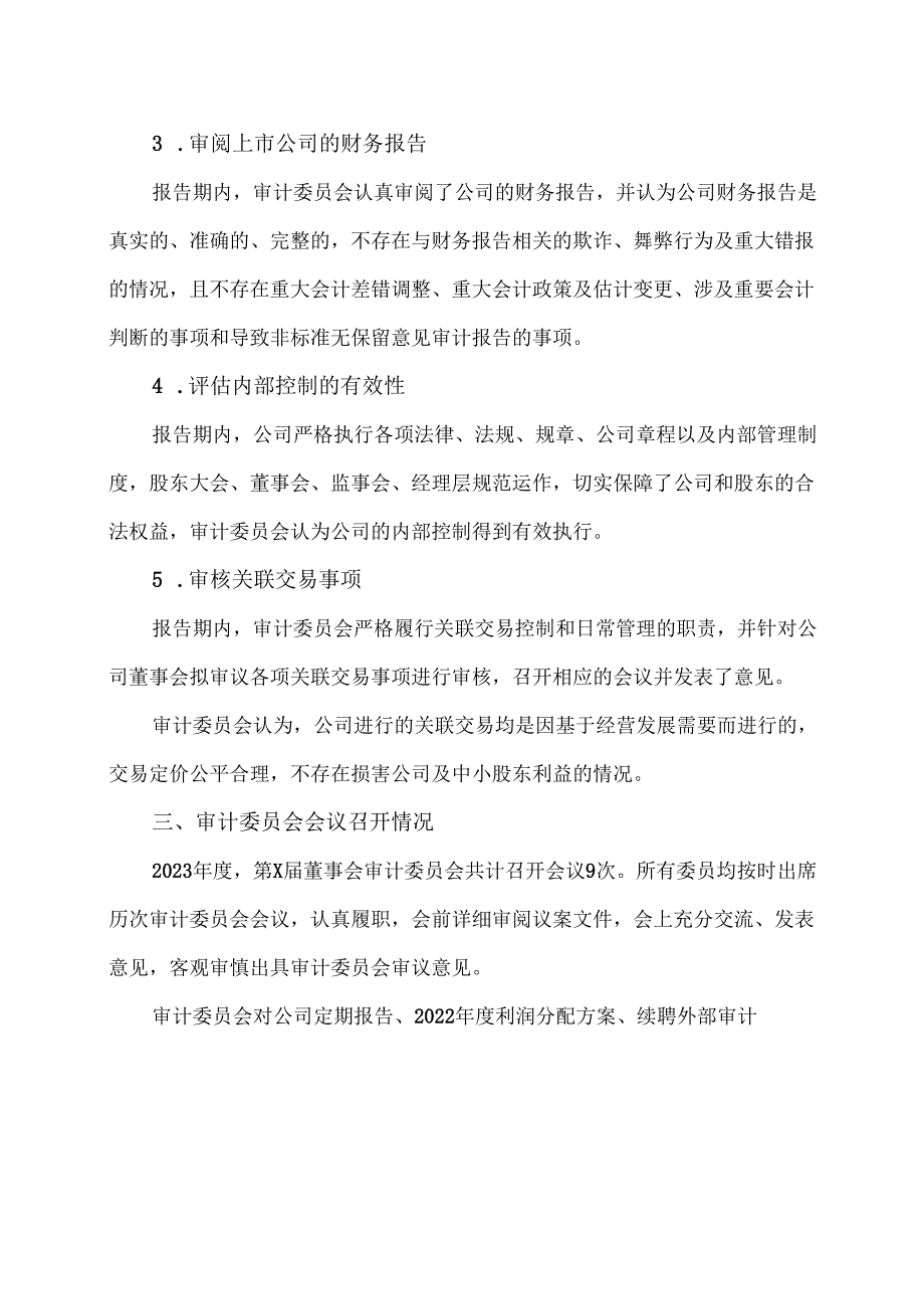 XX集团股份有限公司董事会审计委员会2023履职情况报告（2024年）.docx_第3页