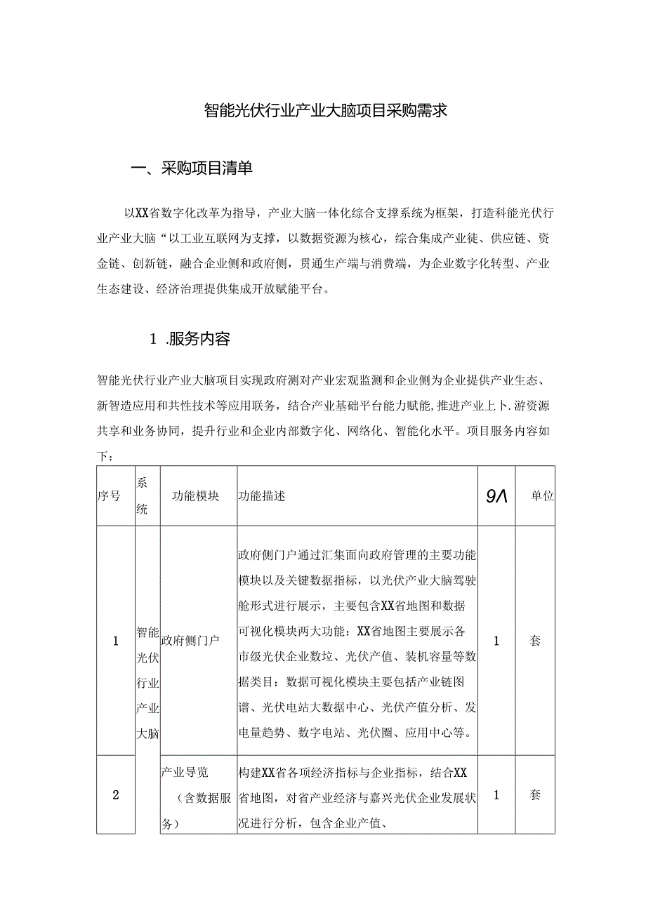 智能光伏行业产业大脑项目采购需求.docx_第1页