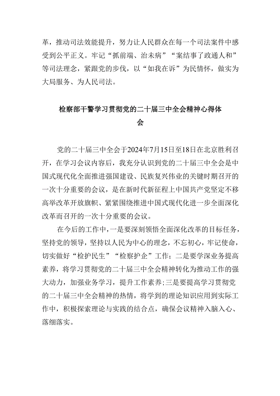 基层检察干警学习党的二十三中全会精神心得体会研讨发言材料8篇（最新版）.docx_第2页