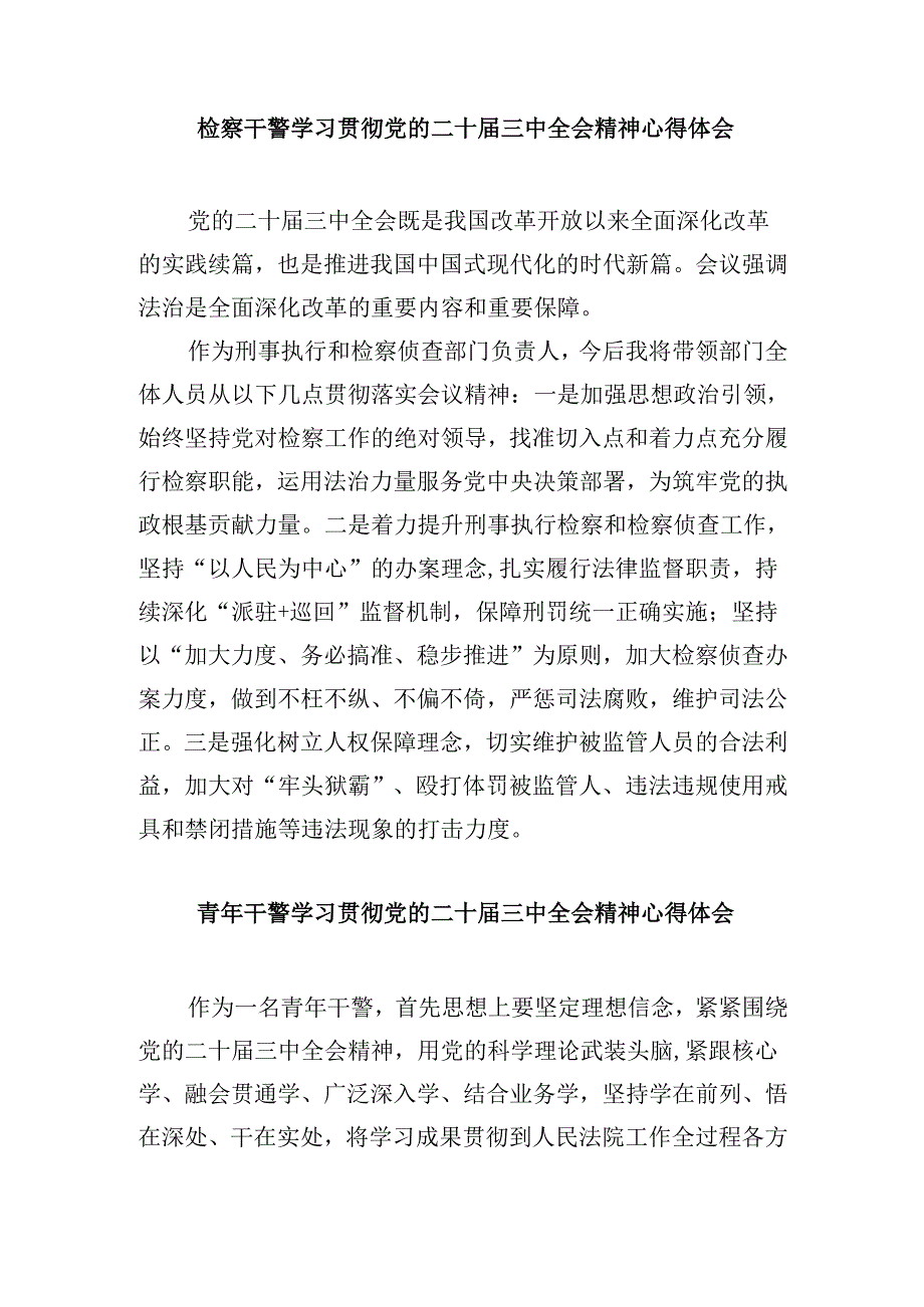 基层检察干警学习党的二十三中全会精神心得体会研讨发言材料8篇（最新版）.docx_第3页