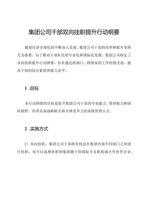 集团公司干部双向挂职提升行动纲要.docx