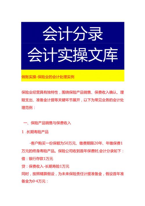 做账实操保险业的会计处理实例.docx