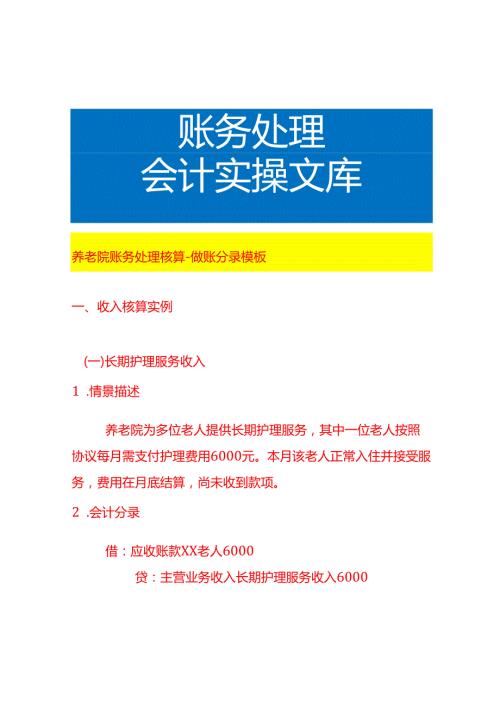 养老院账务处理核算做账分录模板.docx