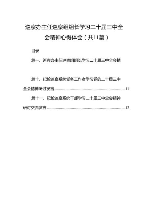 （11篇）巡察办主任巡察组组长学习二十三中全会精神心得体会参考范文.docx