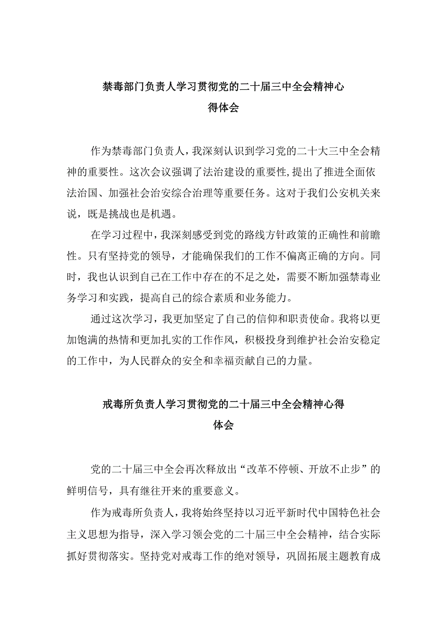 （11篇）禁毒部门负责人学习贯彻党的二十三中全会精神心得体会（精选）.docx_第1页