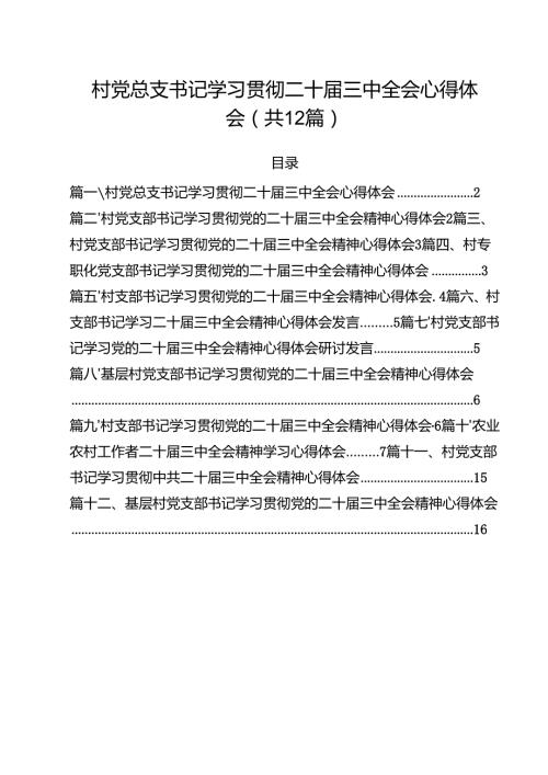 村党总支书记学习贯彻二十三中全会心得体会12篇（精选）.docx