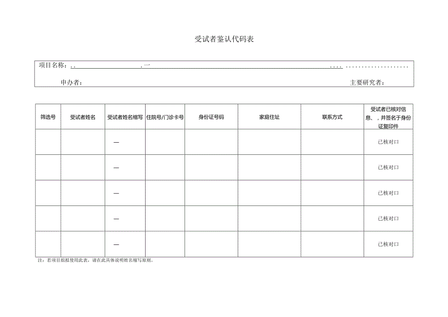 受试者鉴认代码表.docx_第1页