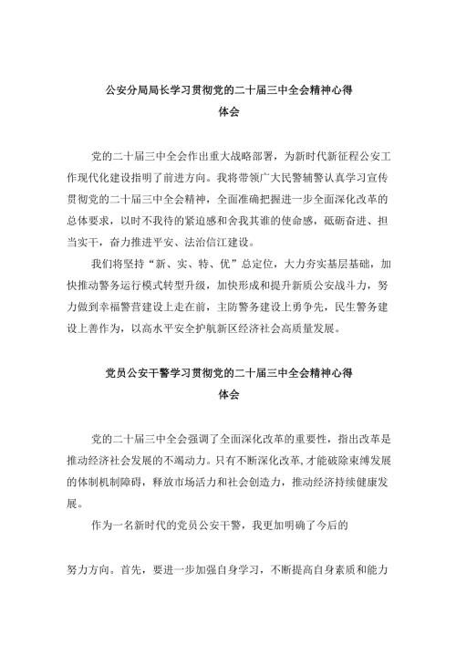 （11篇）公安分局局长学习贯彻党的二十三中全会精神心得体会专题资料.docx