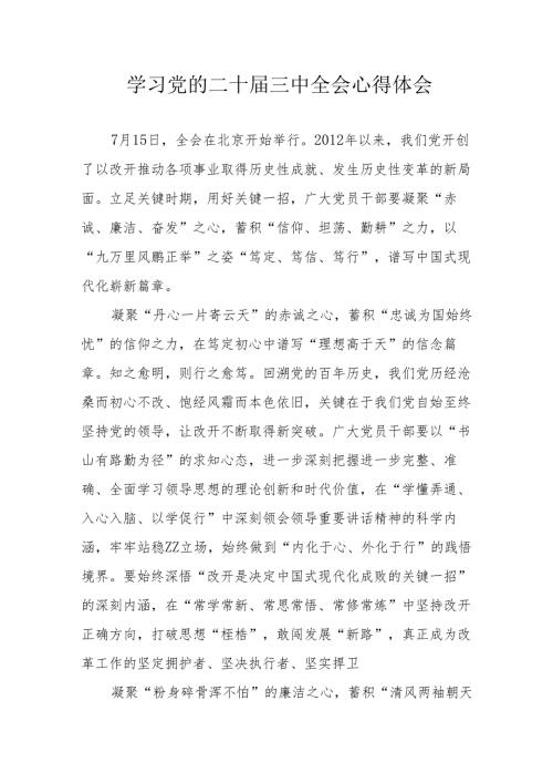 2024年学习学习党的二十三中全会个人心得体会 （11份）.docx