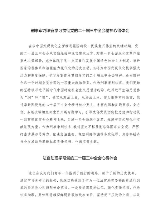 刑事审判法官学习贯彻党的二十三中全会精神心得体会7篇（精选版）.docx