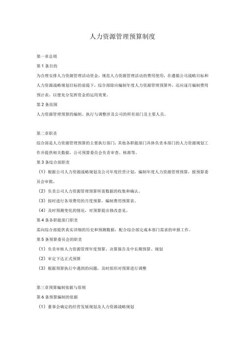 人力资源管理预算制度.docx