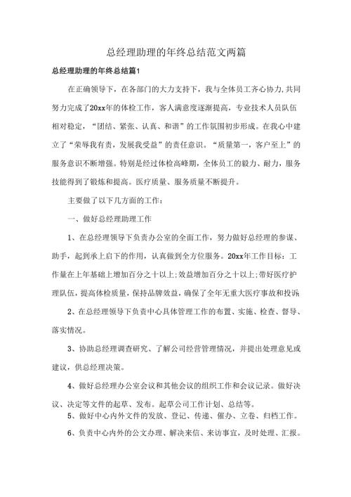 总经理助理的年终总结范文两篇.docx
