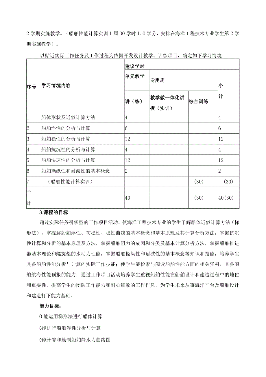 《船舶性能计算》课程标准.docx_第2页