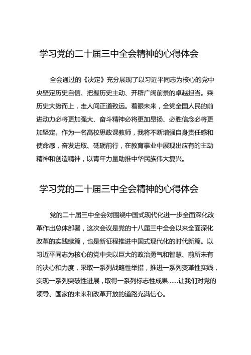 2024年学习党的二十三中全会精神的心得感悟简要发言50篇.docx