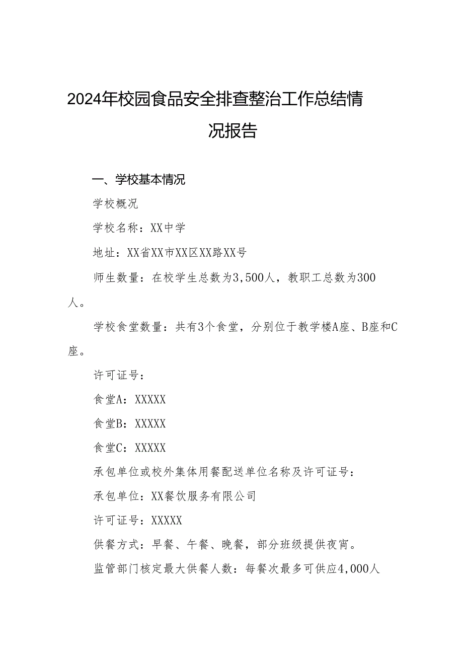 十三篇2024年学校食堂食品卫生安全自查报告.docx_第1页