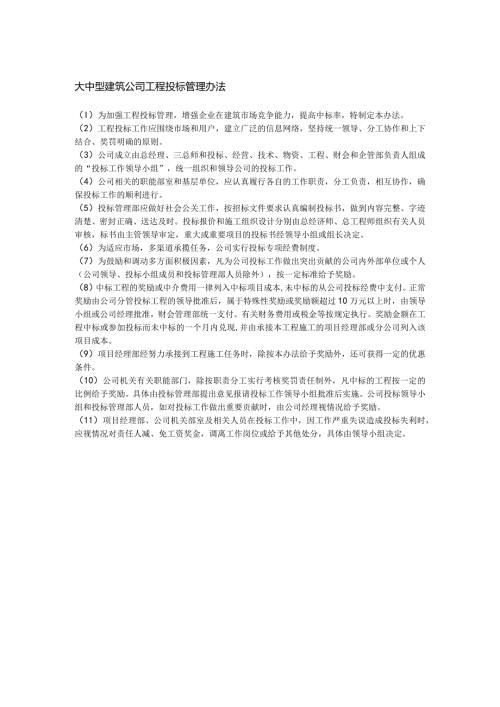 大中型建筑公司工程投标管理办法.docx