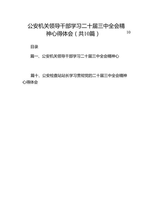 （10篇）公安机关领导干部学习二十三中全会精神心得体会范文.docx