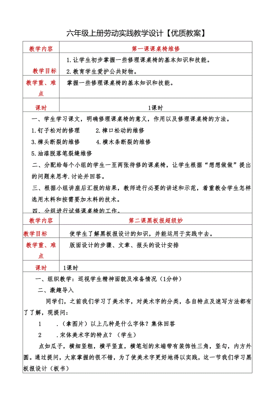 六年级上册劳动实践教学设计【优质教案】.docx_第1页