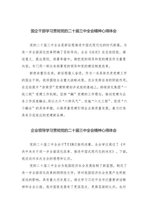 国企干部学习贯彻党的二十三中全会精神心得体会(8篇集合).docx