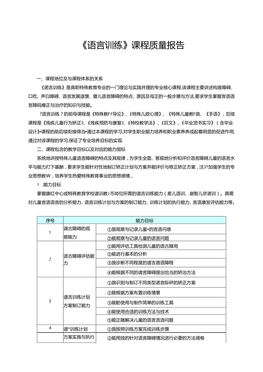 《语言训练》课程质量报告.docx_第1页