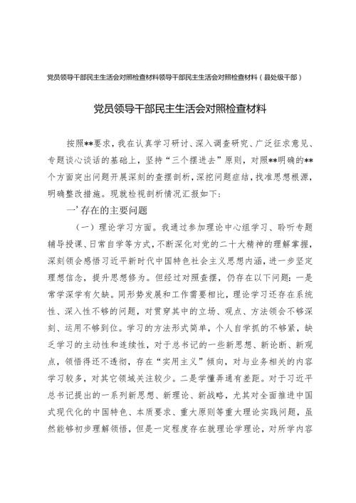 20242025年党员领导干部民主生活会对照检查材料.docx