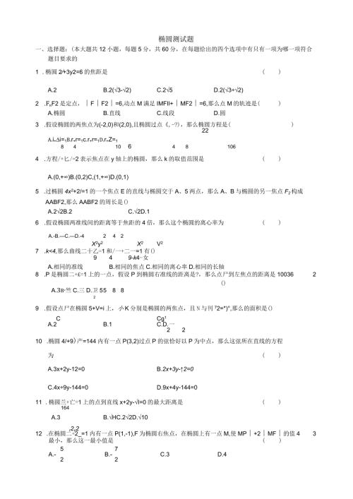 椭圆测试题有答案.docx