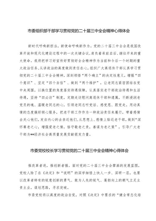市委组织部干部学习贯彻党的二十三中全会精神心得体会（共七篇）.docx