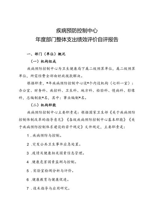 疾病预防控制中心支出绩效评价报告（最新分享）.docx