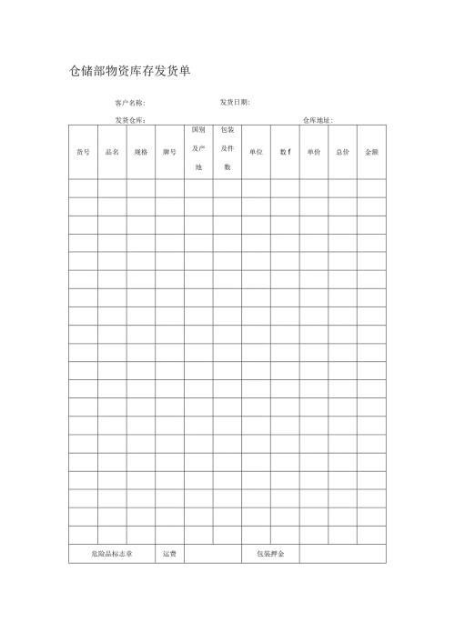 仓储部物资库存发货单.docx