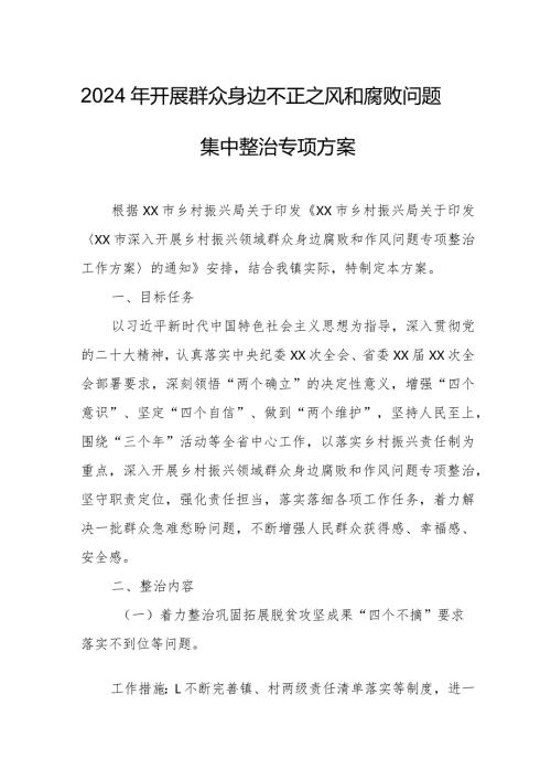 交通局2024年开展群众身边不正之风和腐败问题集中整治专项实施方案.docx