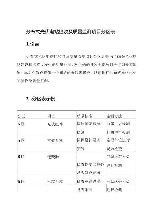 分布式光伏电站验收及质量监测项目分区表.docx