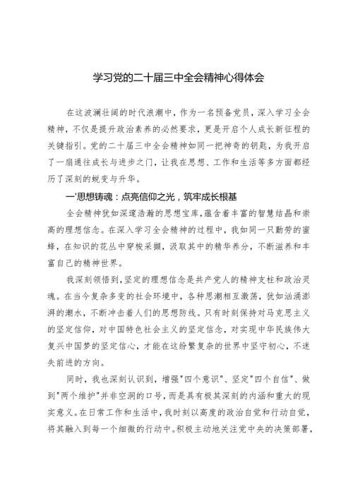 基层工作者学习二十三中全会精神心得体会党的二十三中全会精神理论学习中心组发言.docx