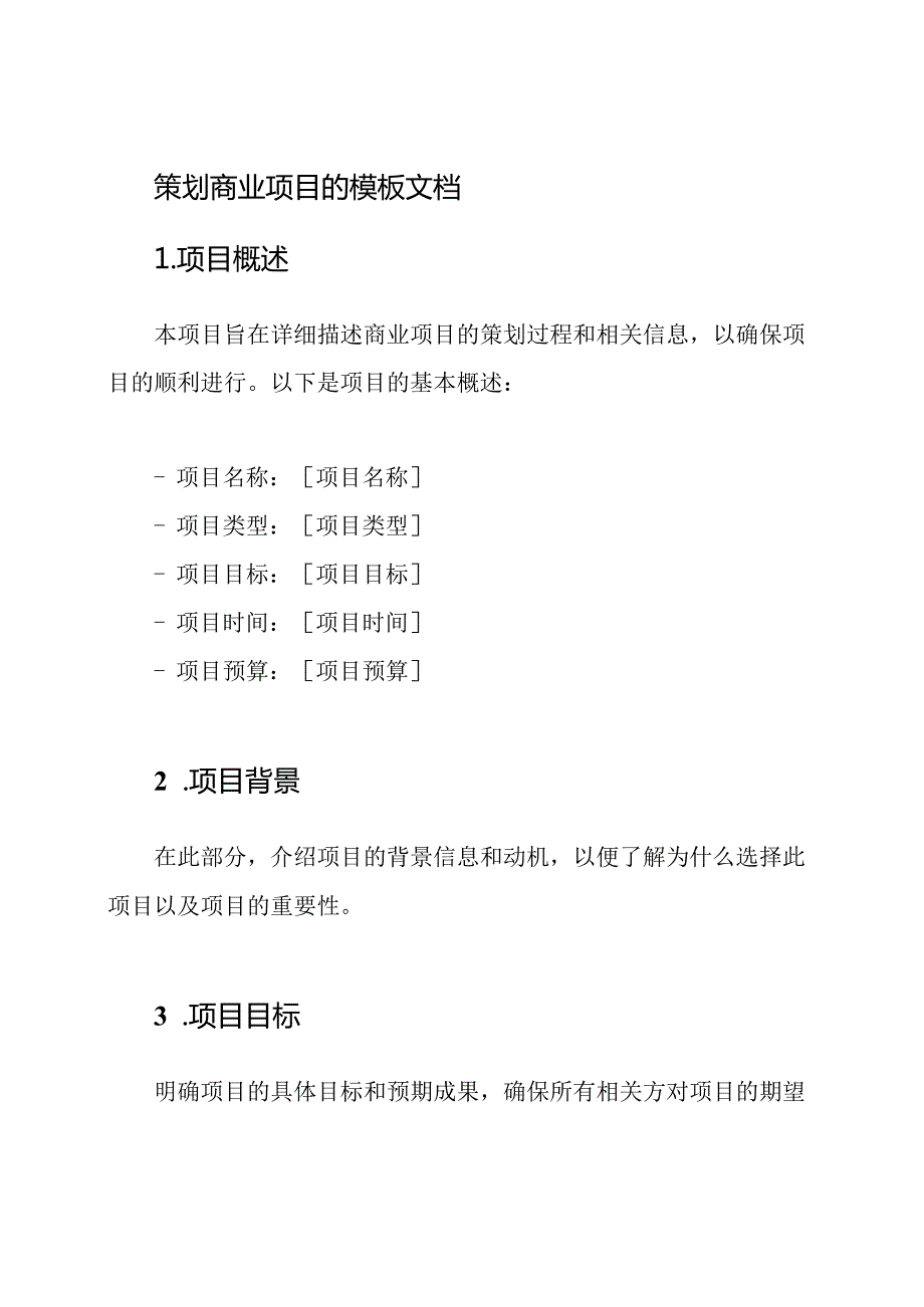 策划商业项目的模板文档.docx_第1页