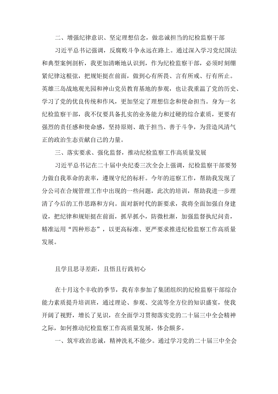 纪委书记参加集团纪检干部能力提升培训班心得交流四篇范文.docx_第3页