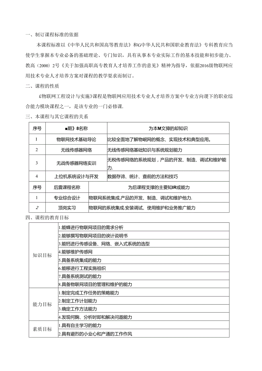 《物联网工程设计与实施》课程标准.docx_第2页