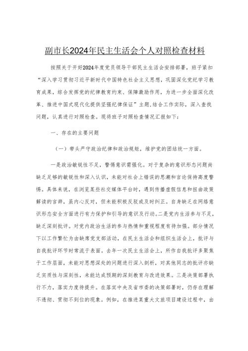 副市长2024年民主生活会个人对照检查材料.docx