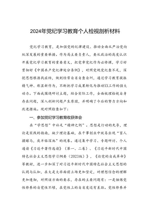 重点查摆四个检视方面问题2024年党纪学习教育专题民主生活会个人对照检视检查发言材料十篇.docx