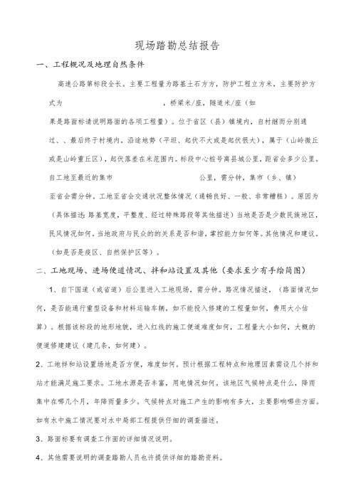 现场踏勘总结报告模板.docx