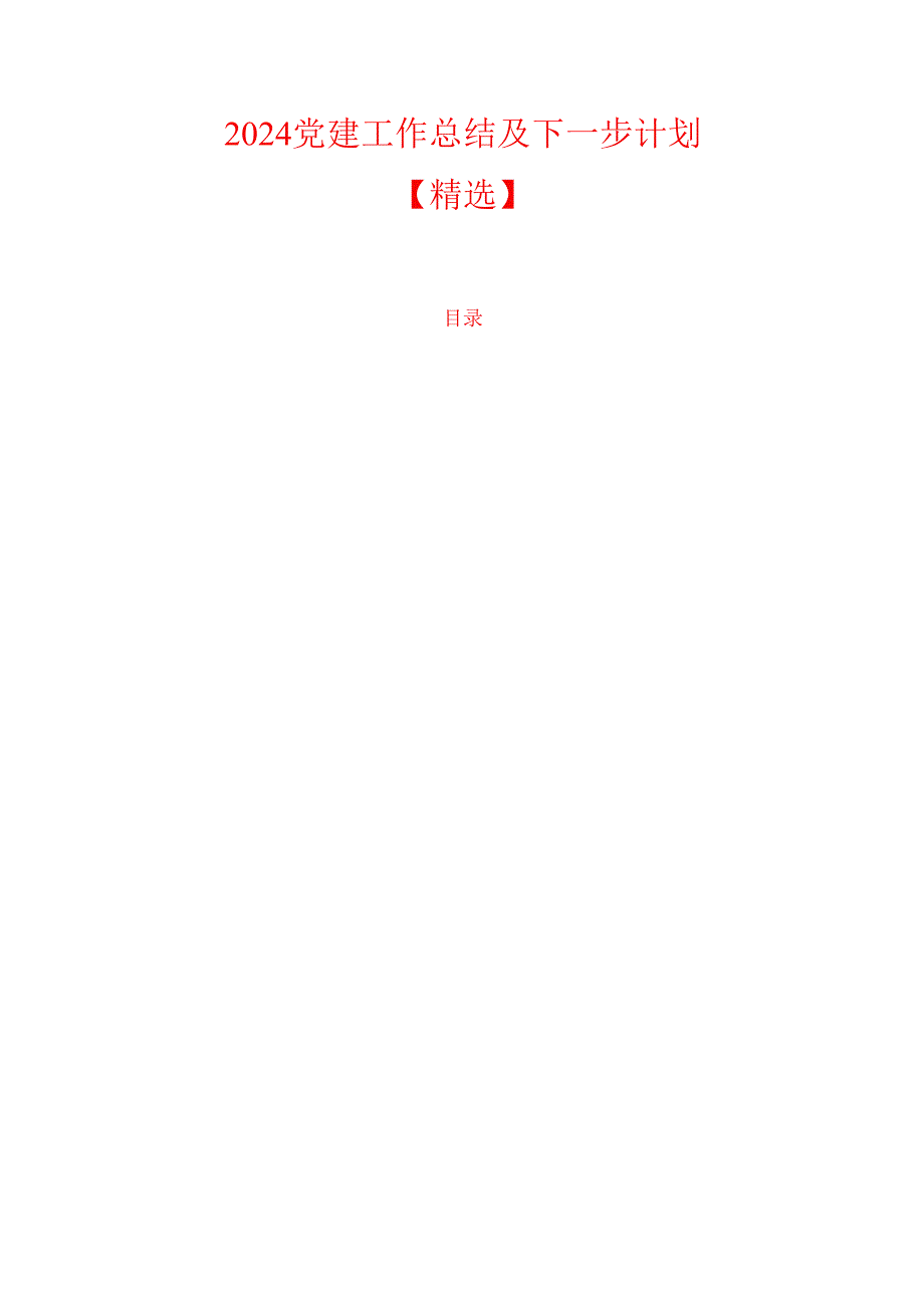 2024党建工作总结及下一步计划.docx_第1页