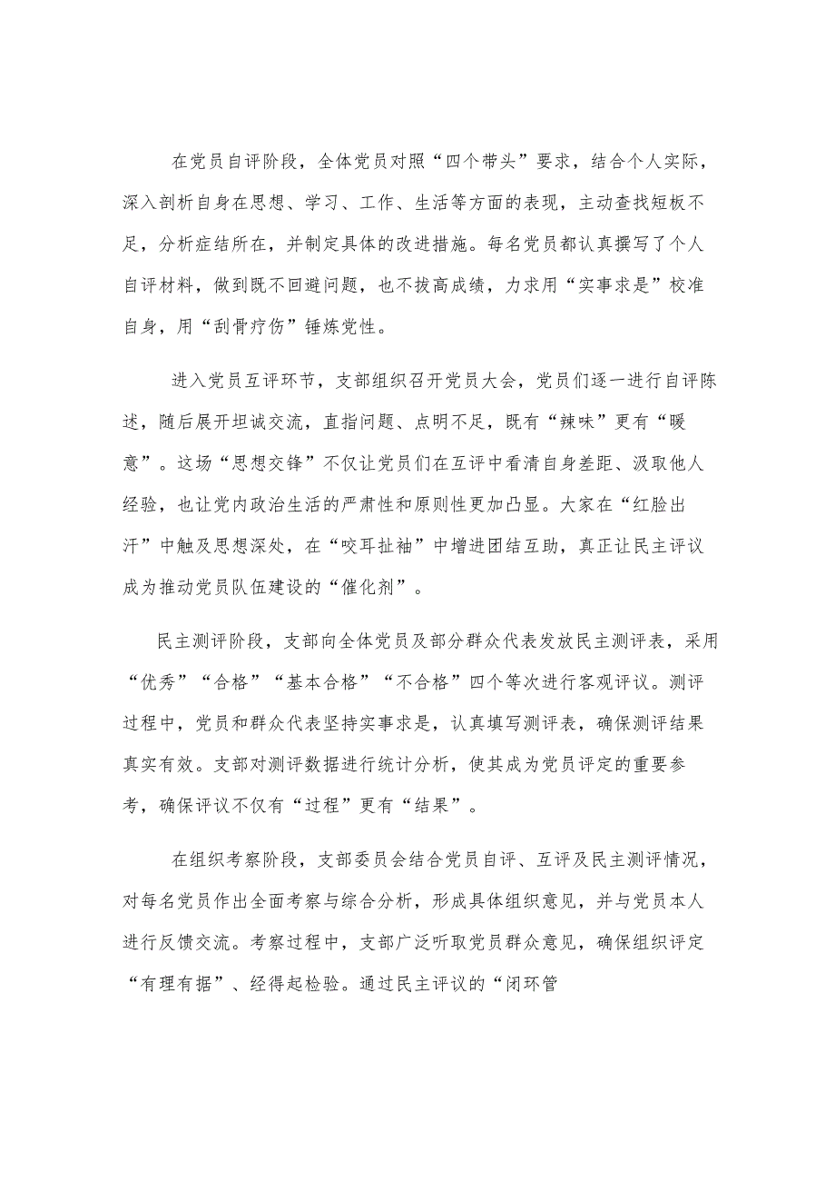 组织生活会支部民主评议党员情况总结报告.docx_第2页