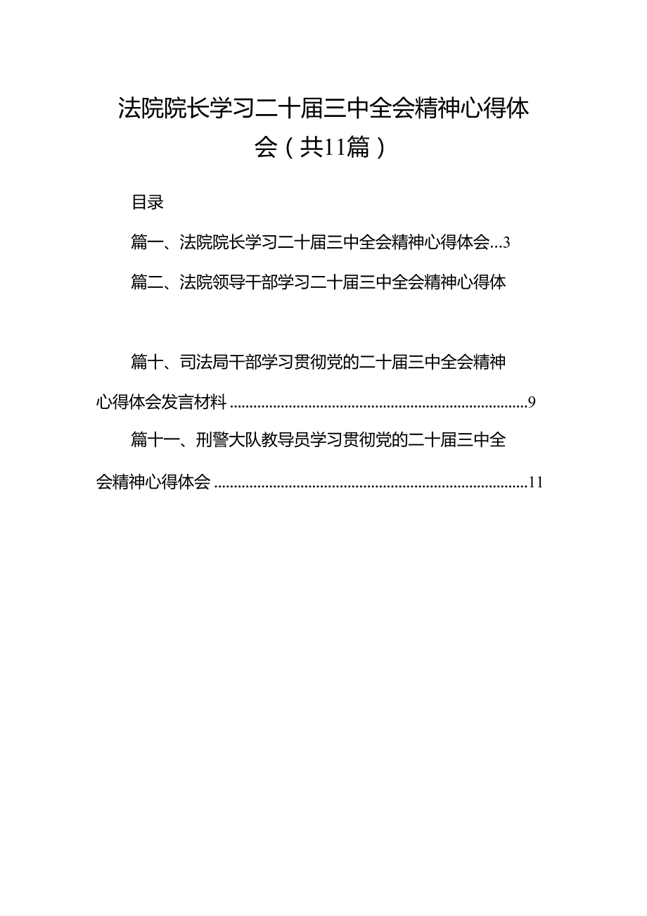 （11篇）法院院长学习二十三中全会精神心得体会范文.docx_第1页