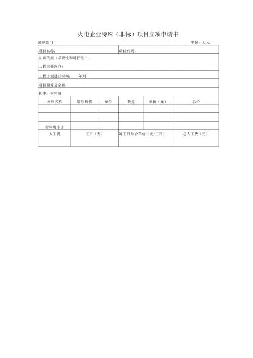 火电企业特殊（非标）项目立项申请书.docx