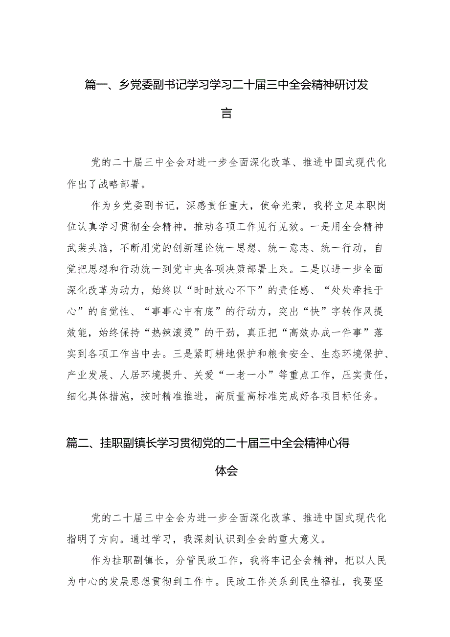 （11篇）乡党委副书记学习学习二十三中全会精神研讨发言范文.docx_第2页