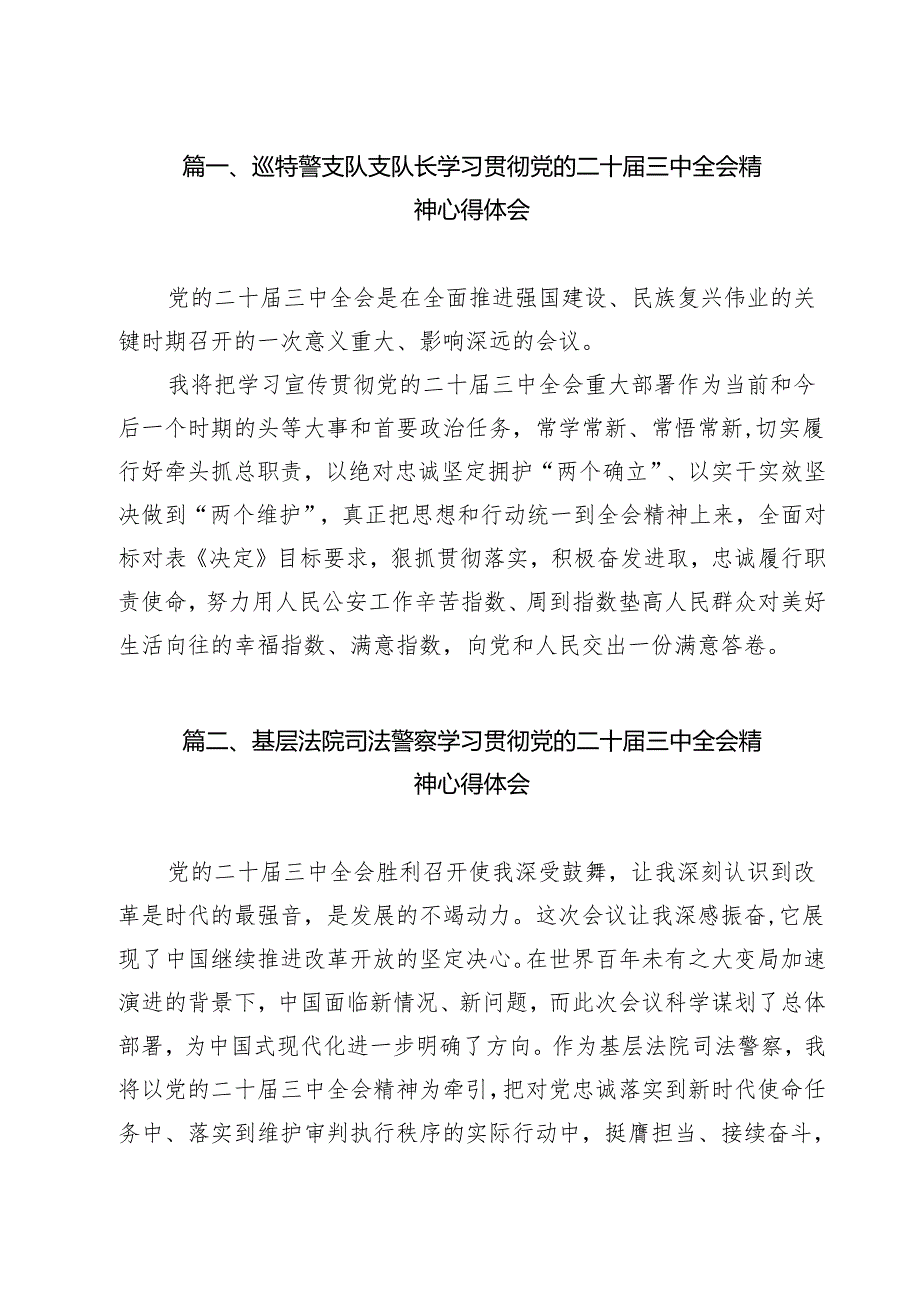巡特警支队支队长学习贯彻党的二十三中全会精神心得体会14篇（详细版）.docx_第2页