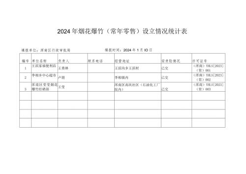2024年烟花爆竹常年零售设立情况统计表.docx
